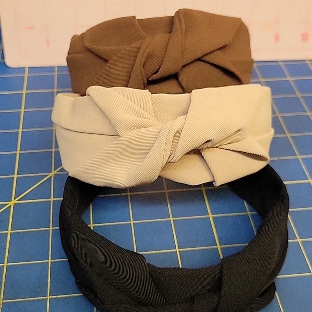 Knotted Wide Headbands Set 3 - Brown Black & Beige New